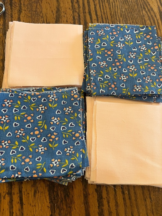 Cottagecore print fabric patches Other - Vintage cottagecore Soft Peach and Floral & heart Blue Cotton Fabric Squares